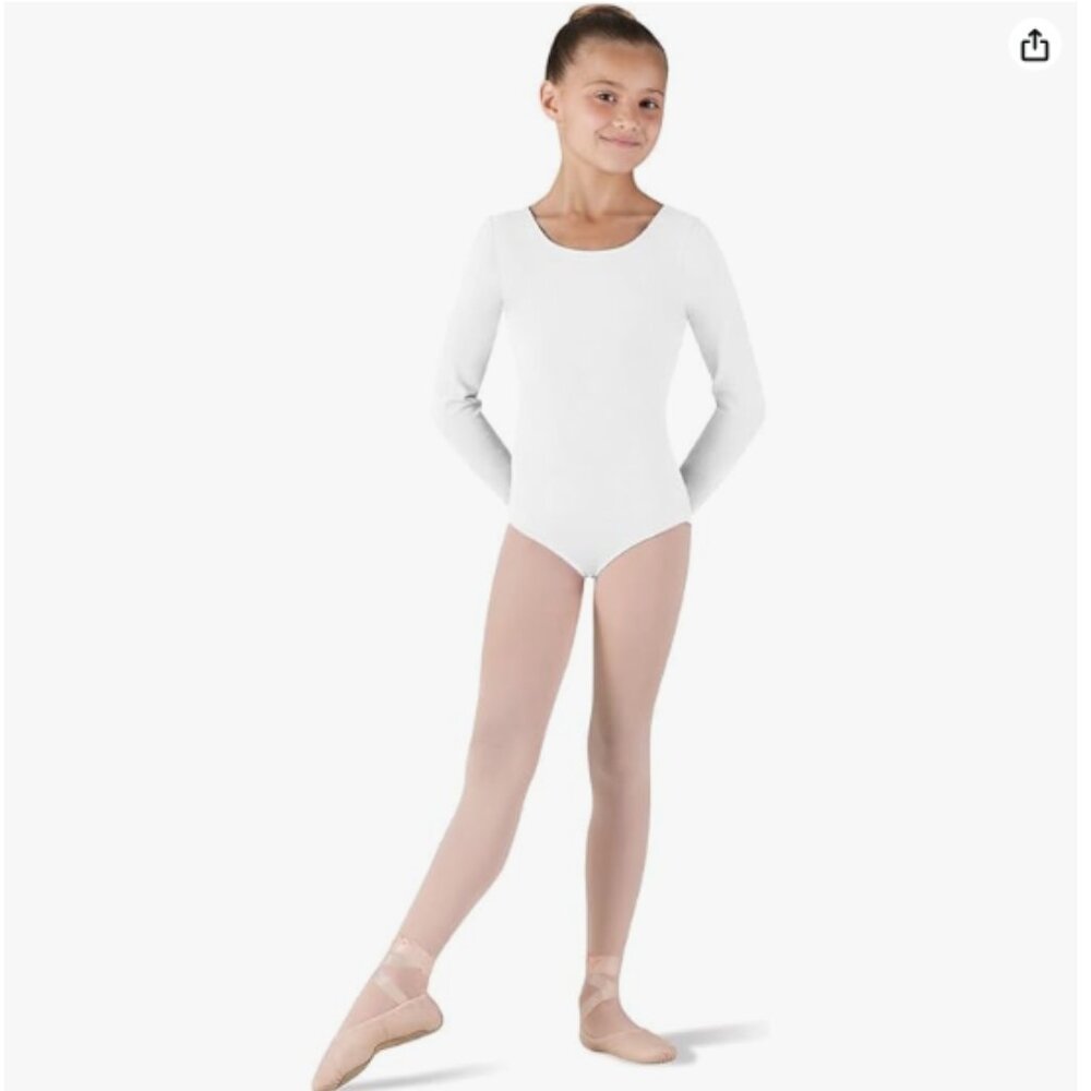 Bloch Dance Girls Petit Classic Long Sleeve Leotard - White - Sz. 2-4